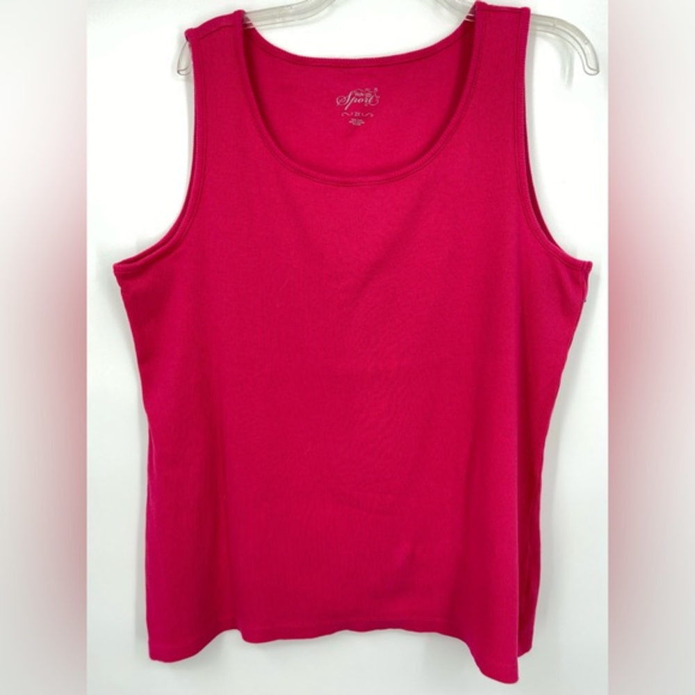 Style & co Hot Pink Ribbed Tank Top, Size 2X